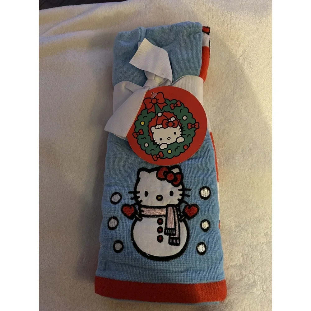 Hello Kitty Hand Towels Snowmen Set Of 2 Sanrio NEW